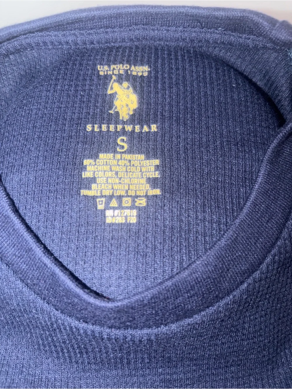 U.S. Polo Assn. Navy Waffle-Knit Sleepwear Top with Gold Logo